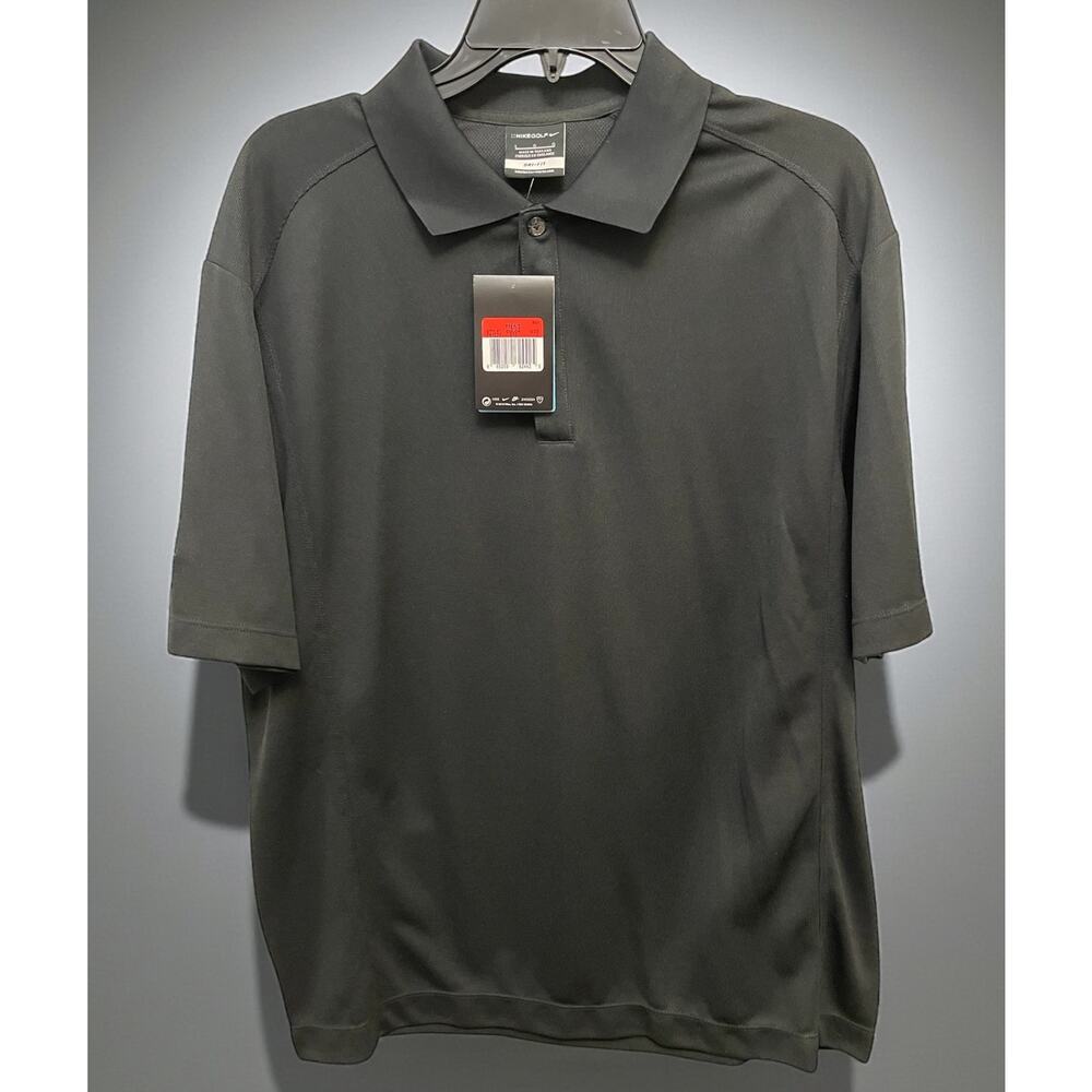 NIKEGolf Dri-Fit Black Men's Polo Shirt NEW Sz Large Sports Casual Short Sleeve